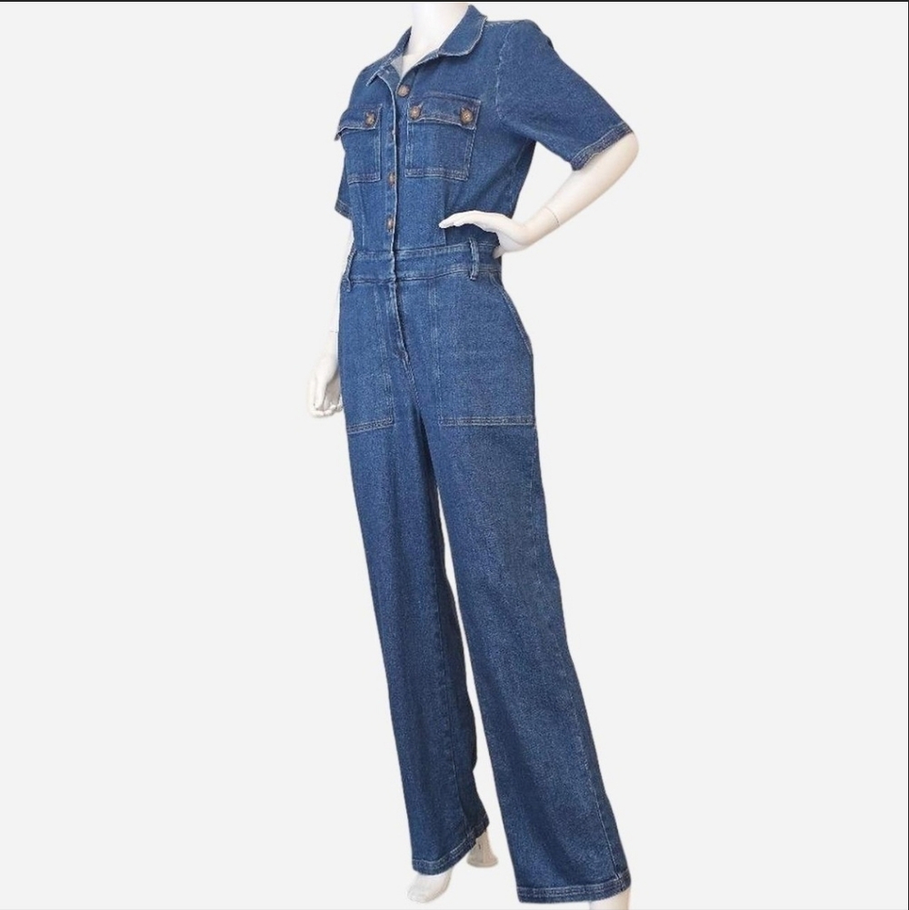 SEZANE Women's Blue Denim Jumpsuit. No Size. Measures As Sz Small/Medium No Belt